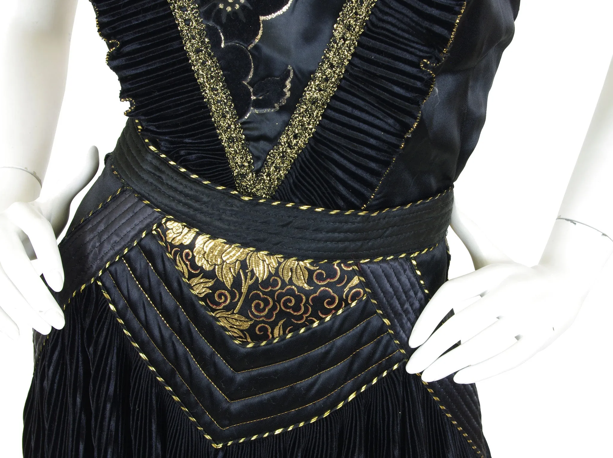 1980s Rare Black and Gold Metallic Three Piece Ensemble