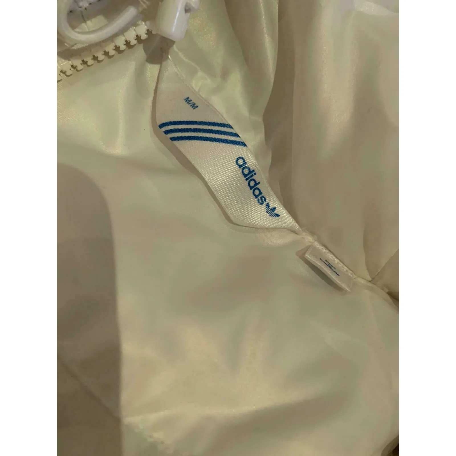 Adidas Women's Coat Jacket Size M Filled Puffer Mock Neck White Logo Zip