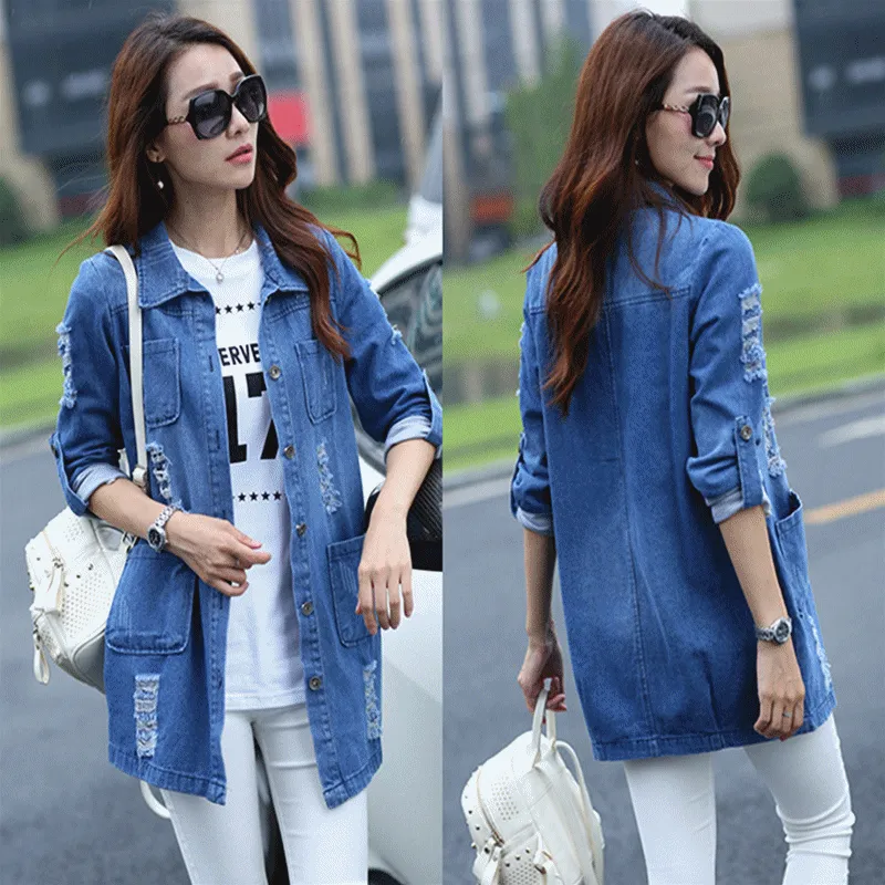 Bigsweety Basic Long Jeans Coats Women  Femme Jackets Casacos Feminino