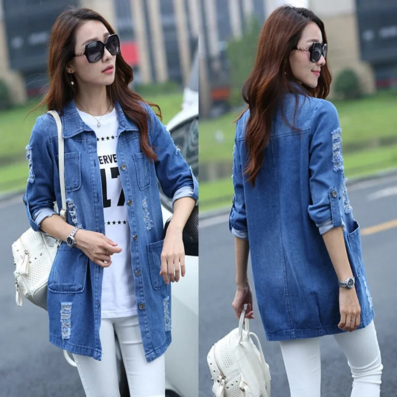 Bigsweety Basic Long Jeans Coats Women  Femme Jackets Casacos Feminino