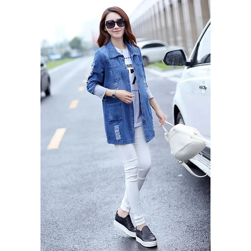 Bigsweety Basic Long Jeans Coats Women  Femme Jackets Casacos Feminino