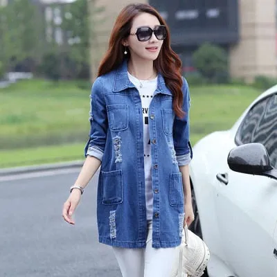 Bigsweety Basic Long Jeans Coats Women  Femme Jackets Casacos Feminino