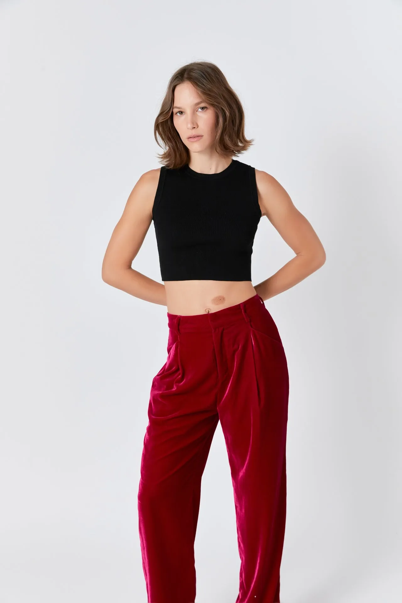 Endless Rose - High-Waisted Velvet Pants