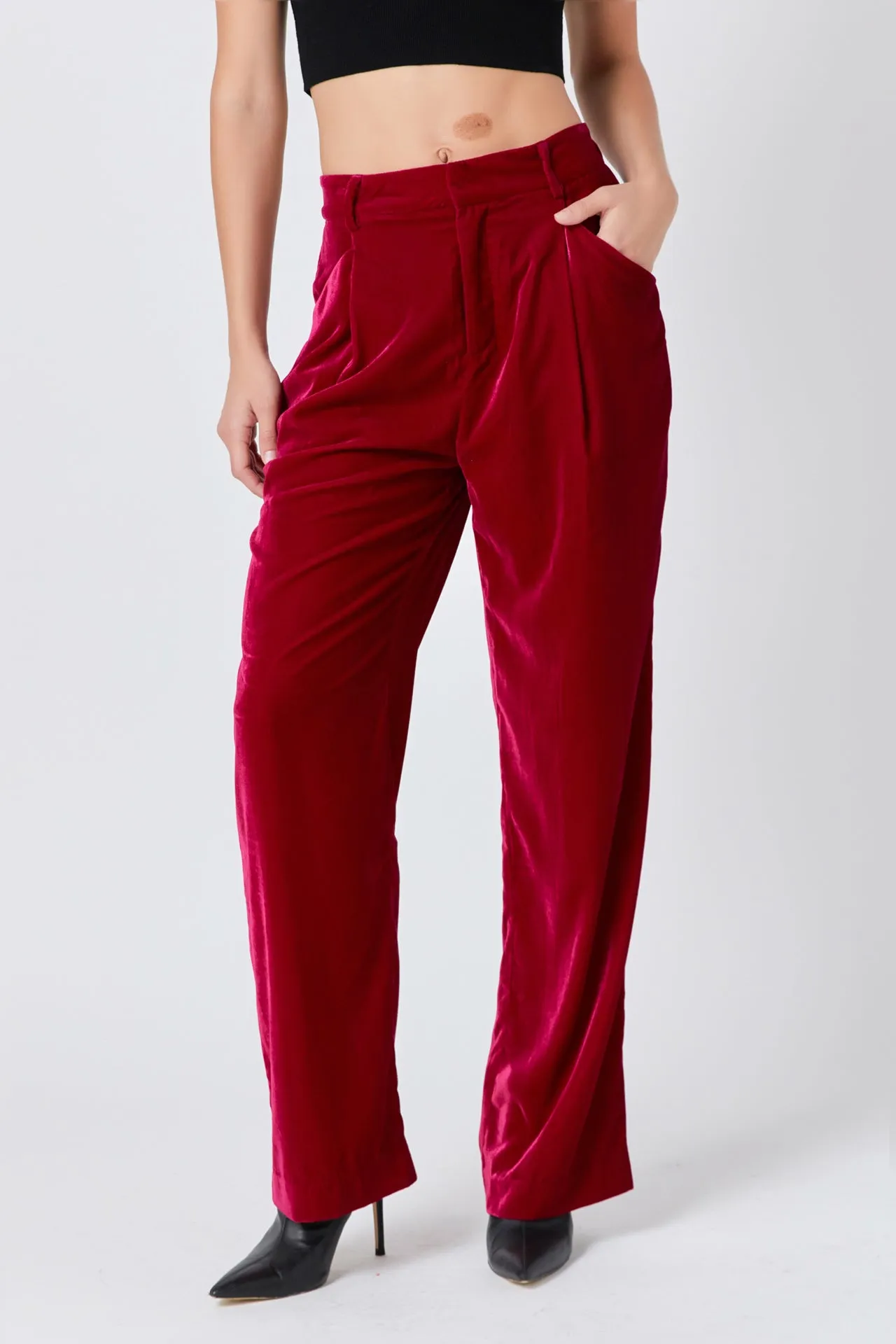 Endless Rose - High-Waisted Velvet Pants