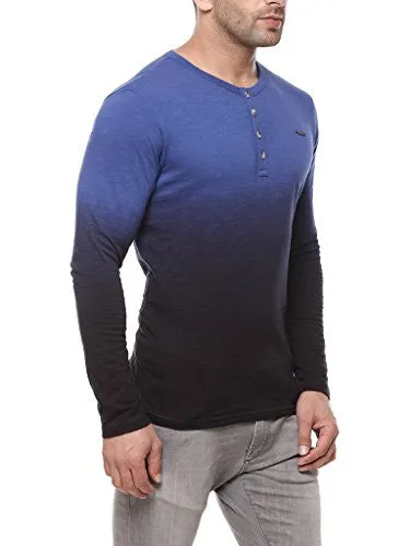 Gritstones Royal Blue Full Sleeve Henley Round Neck T Shirt GSFSHNLYOMB1123RBLU_M