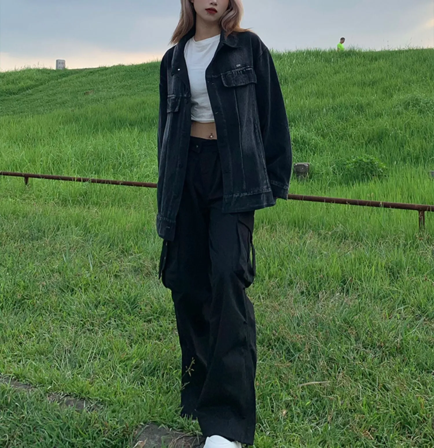 Joskaa Tawaaiw Denim Coat Women Long Sleeve Korean Style Y2K Autumn Spring Black Jaket Jeans Woman Tops Lady Outerwear Vintage 2024