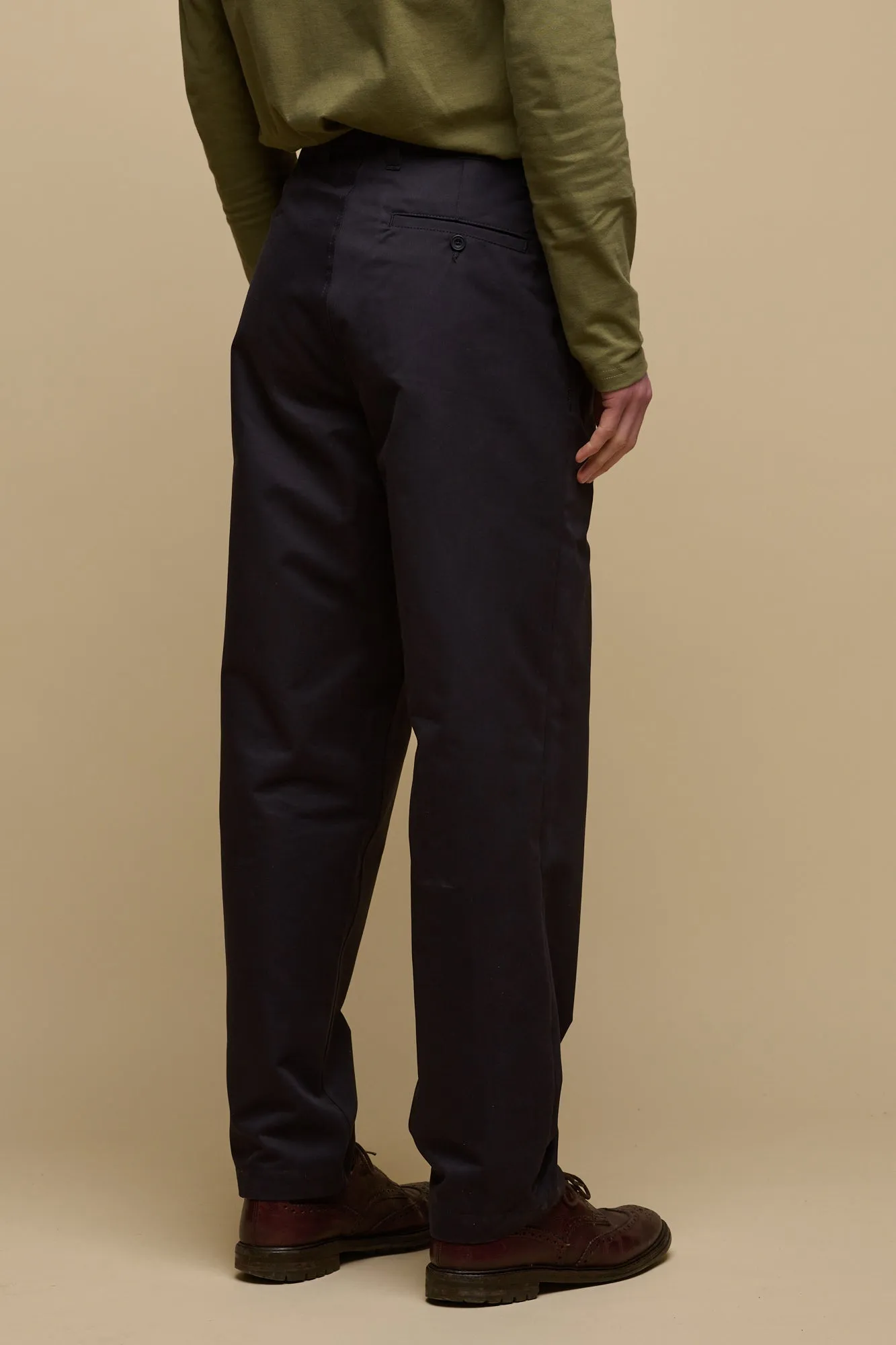 Men's Pleated Cotton Chino - Navy