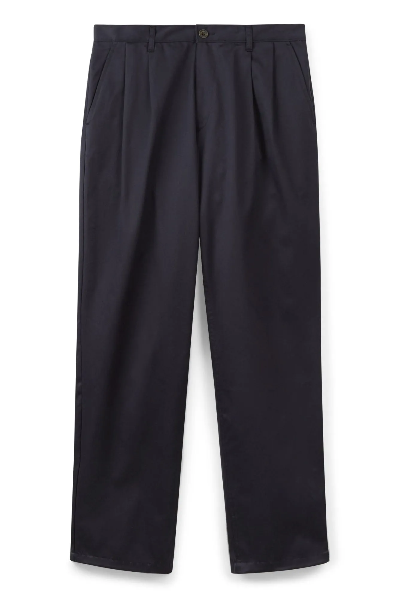 Men's Pleated Cotton Chino - Navy