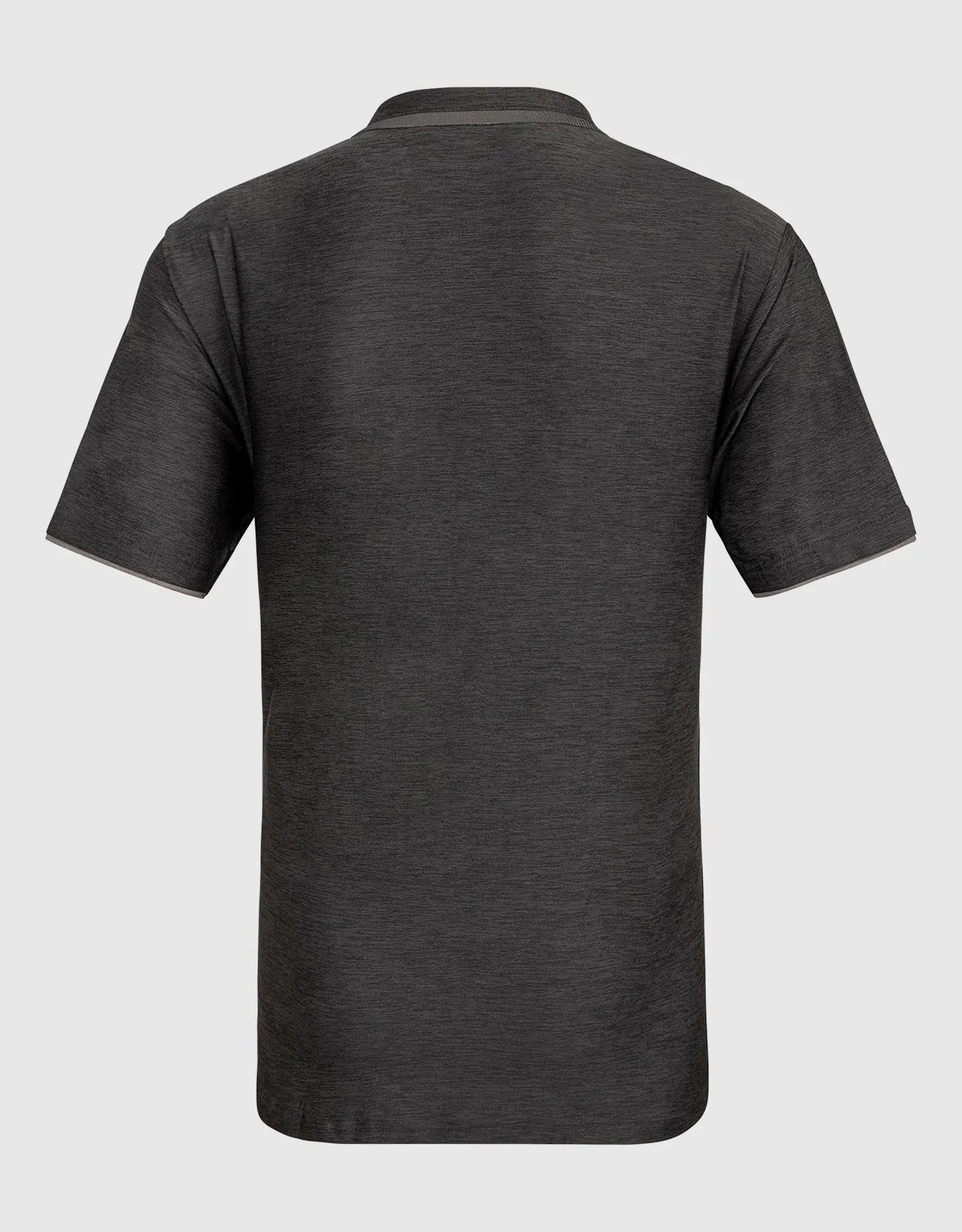 Men's Short Sleeve Henley Polo Shirt with Contrast-Trim