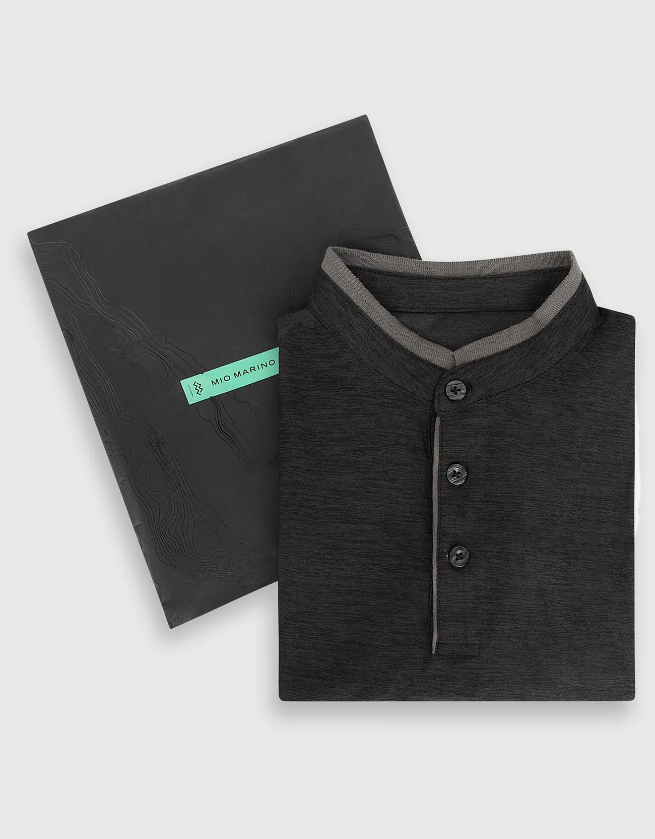 Men's Short Sleeve Henley Polo Shirt with Contrast-Trim