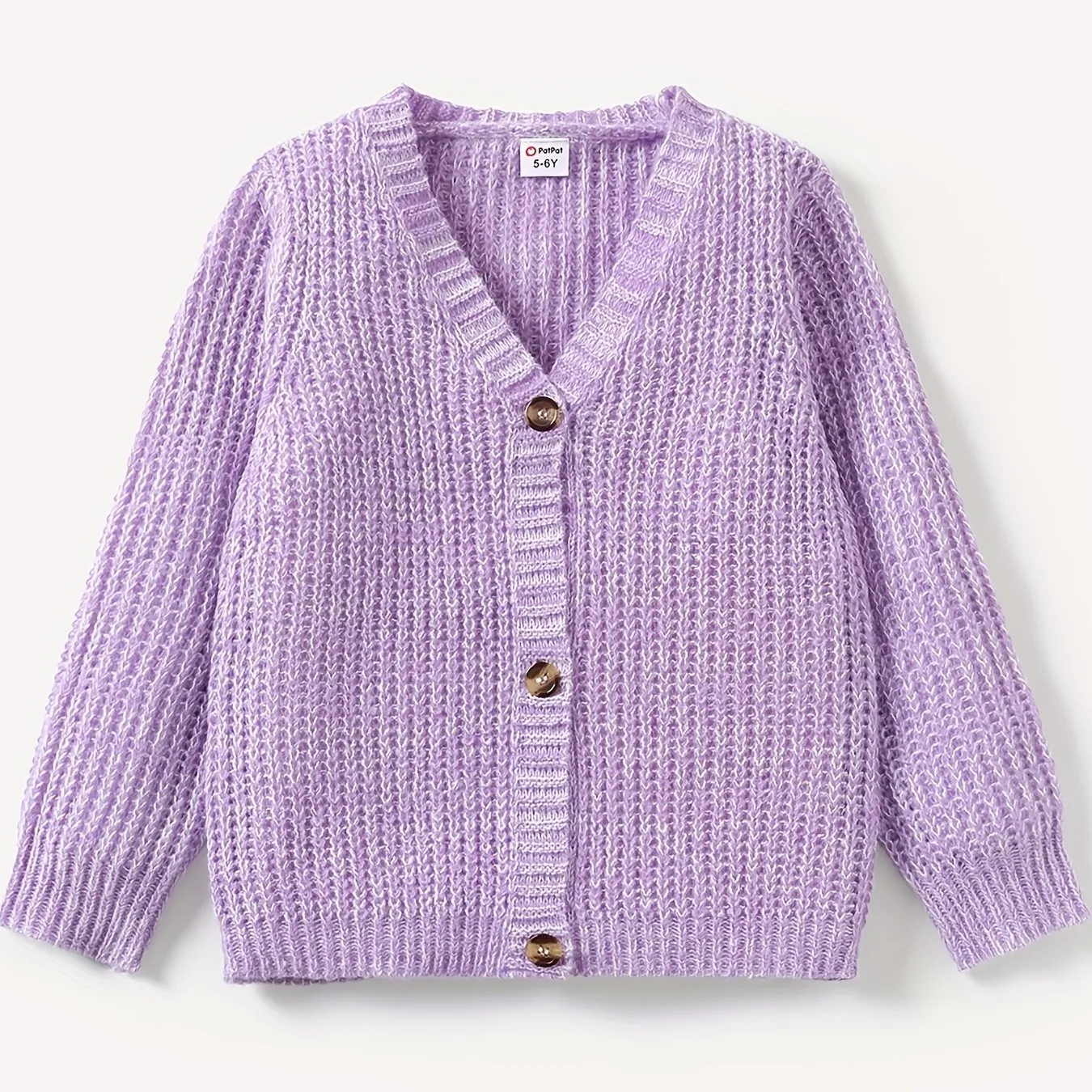 PatPat Baby Girl/Boy Classic Knit Cardigans Button V-Neck Long-sleeve Sweater Coat For Spring & Autumn/Fall