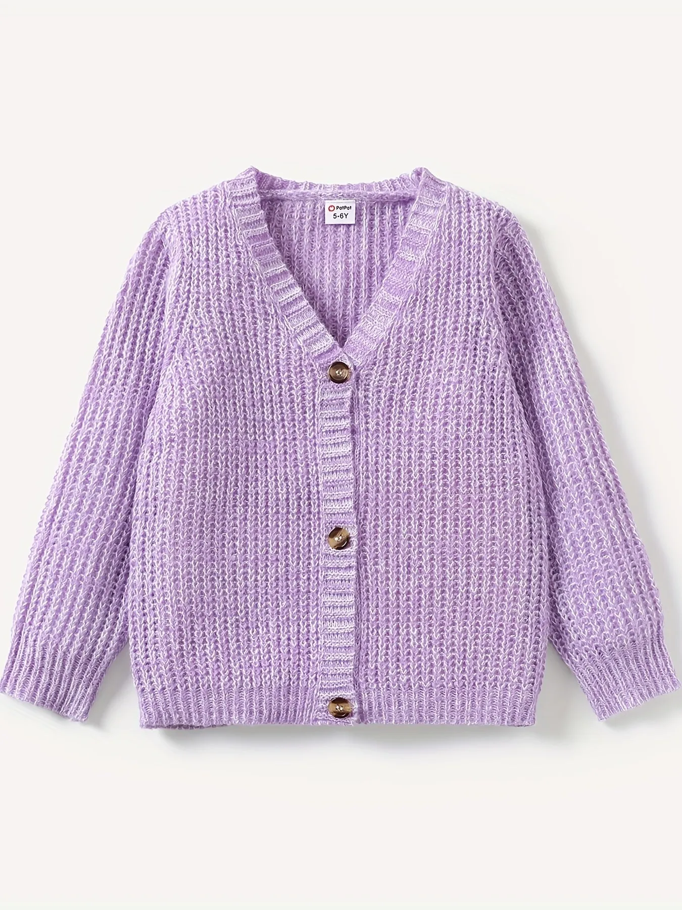 PatPat Baby Girl/Boy Classic Knit Cardigans Button V-Neck Long-sleeve Sweater Coat For Spring & Autumn/Fall