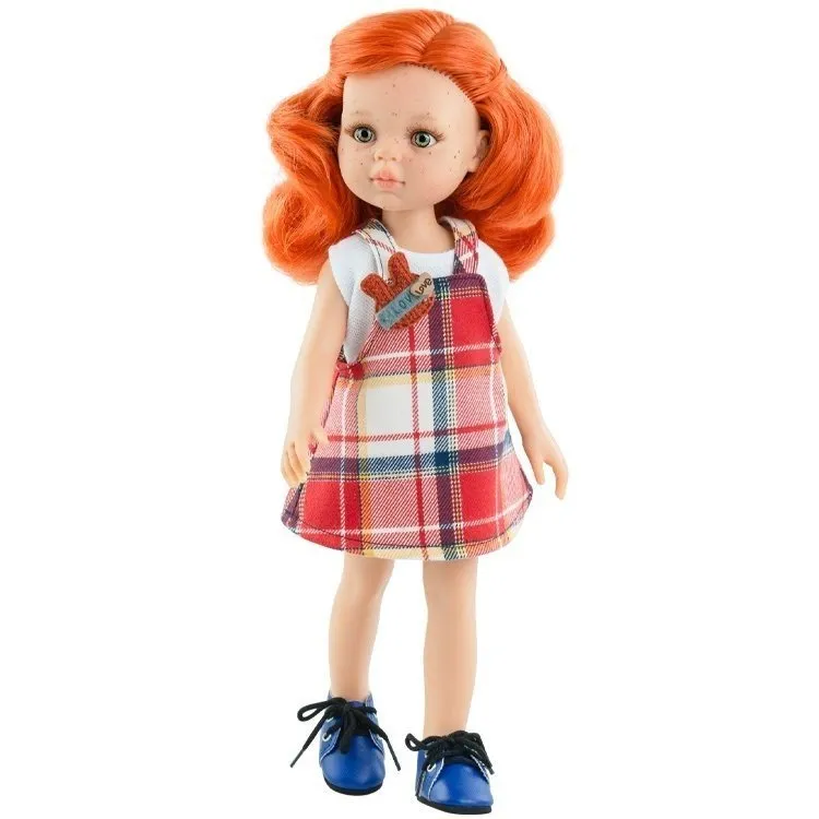 Red Plaid Overall Dress and T-Shirt