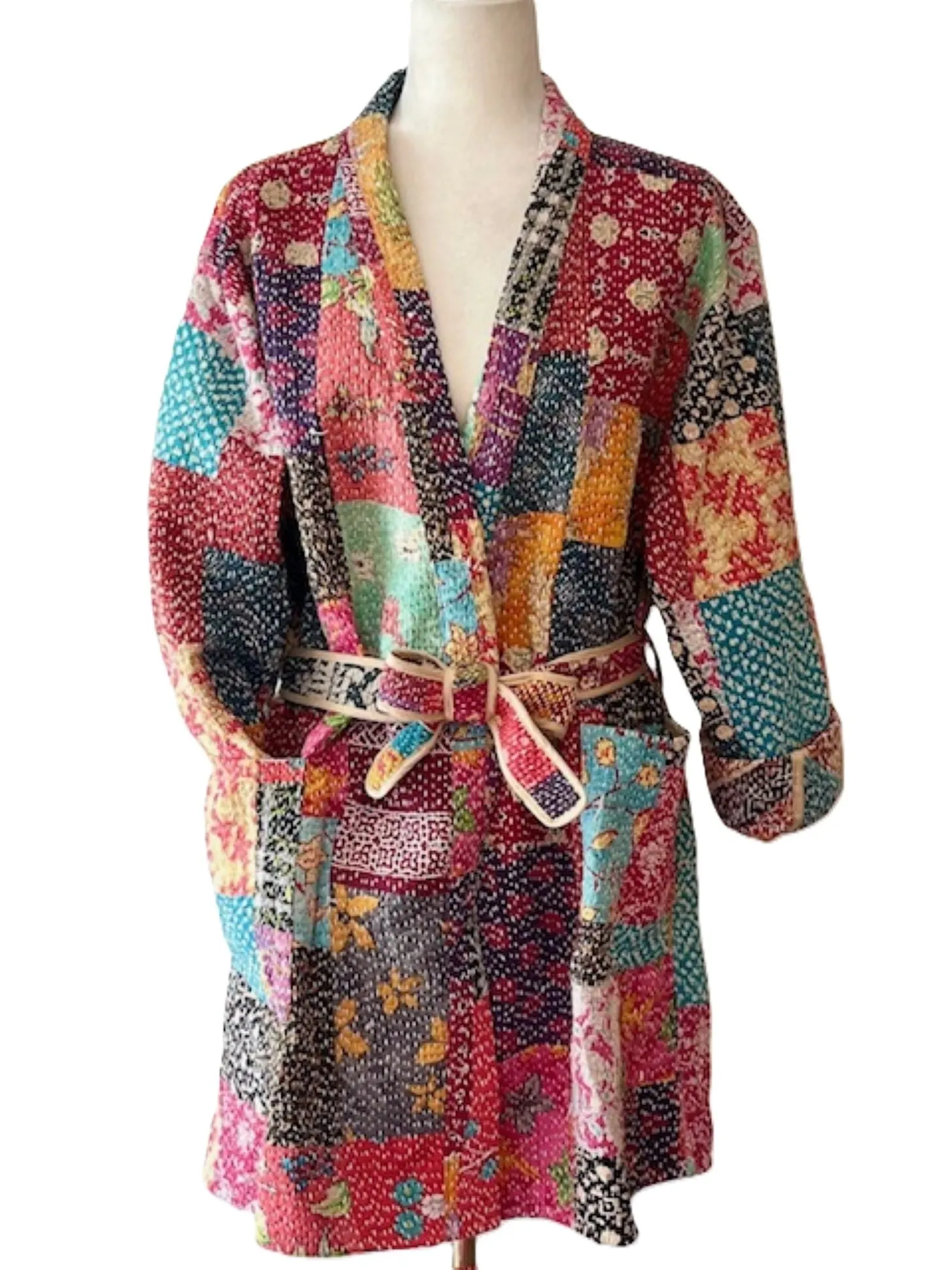 Specialty Collection: Refined, Patchwork Quilted Short Jacket. Fully Reversible.(Purple)