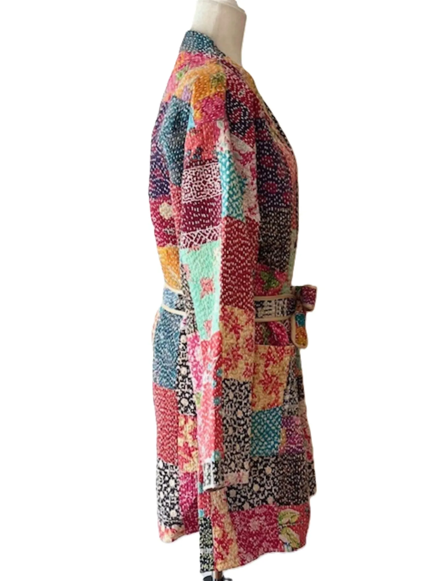 Specialty Collection: Refined, Patchwork Quilted Short Jacket. Fully Reversible.(Purple)