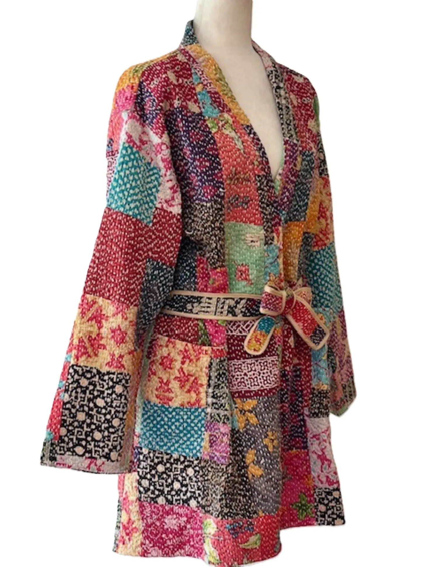 Specialty Collection: Refined, Patchwork Quilted Short Jacket. Fully Reversible.(Purple)
