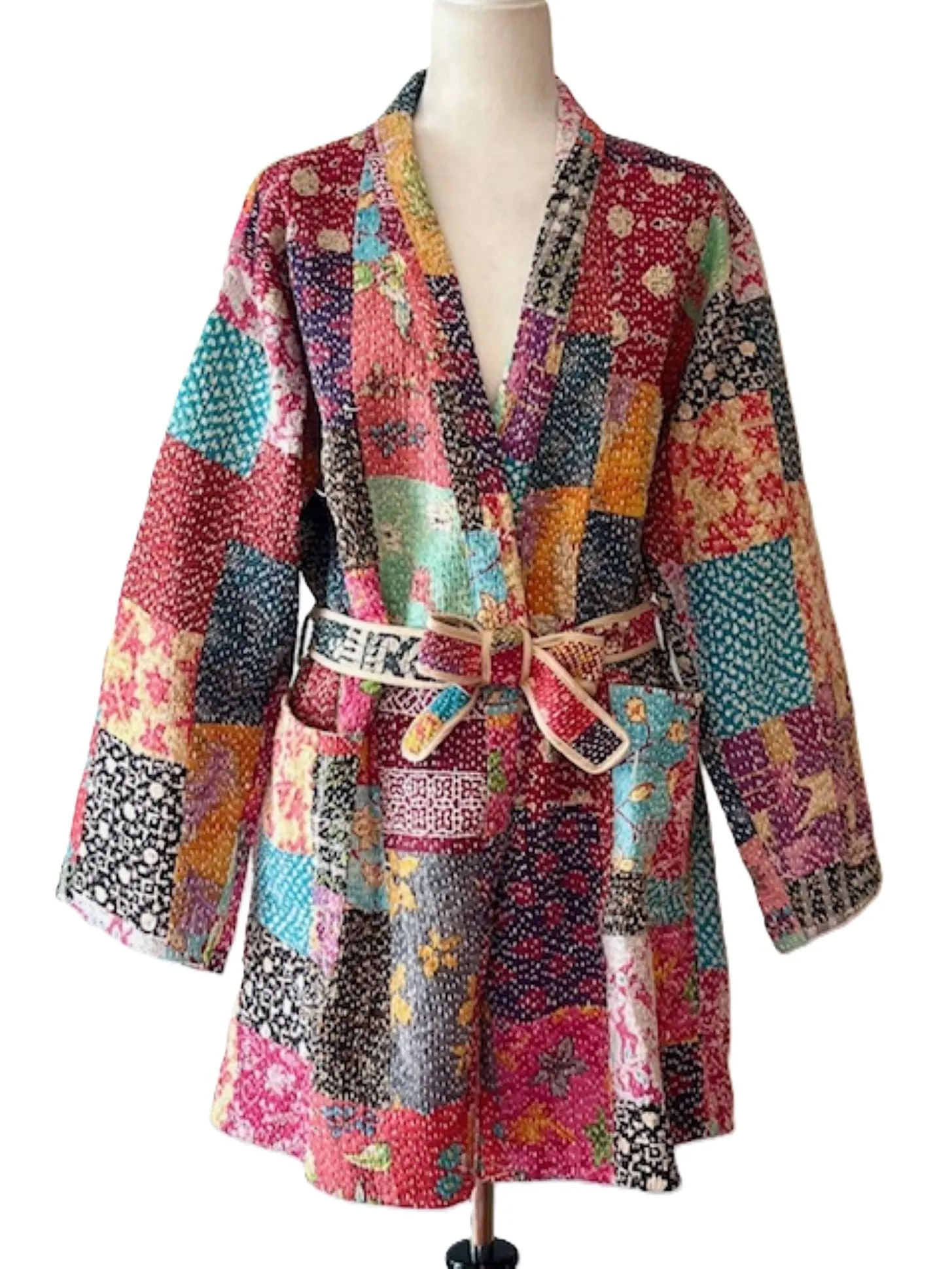 Specialty Collection: Refined, Patchwork Quilted Short Jacket. Fully Reversible.(Purple)