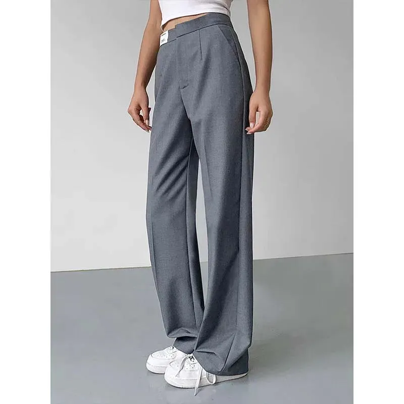 TAVIMART  -  Office Blazer Pants For Woman High Waist Straight Trousers Women Pockets Casual Full Length Pants High Sense Ladies Fashion New