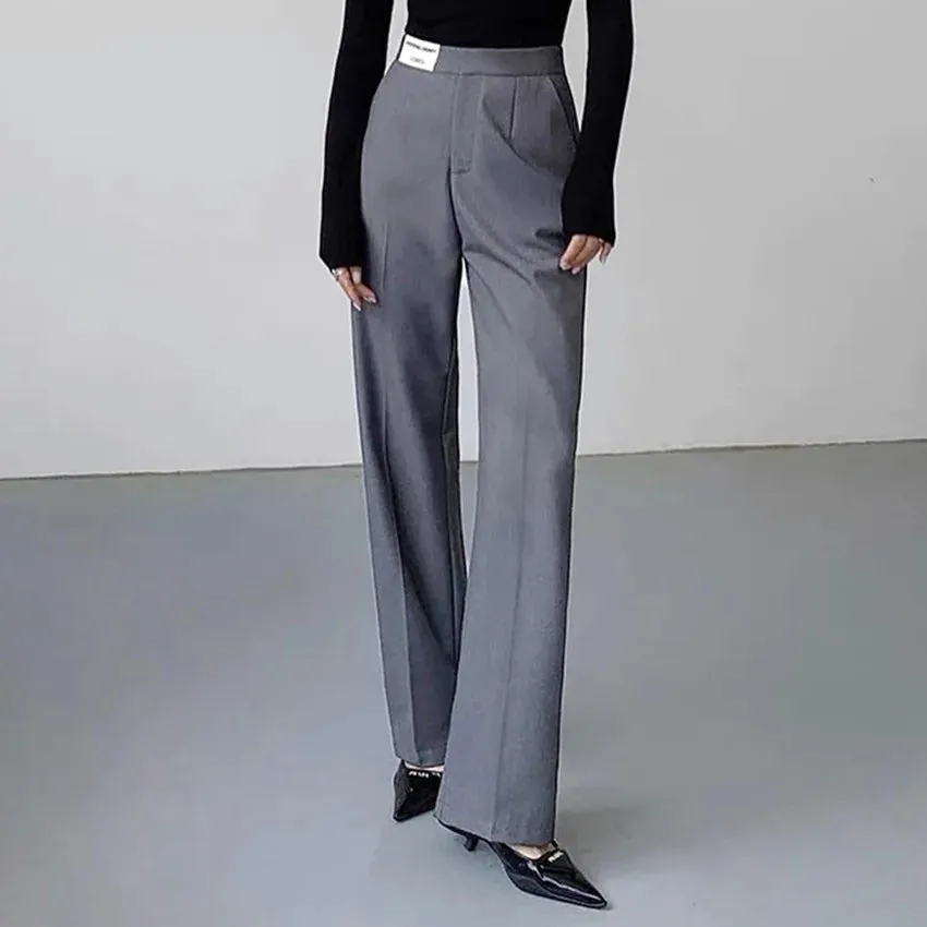 TAVIMART  -  Office Blazer Pants For Woman High Waist Straight Trousers Women Pockets Casual Full Length Pants High Sense Ladies Fashion New