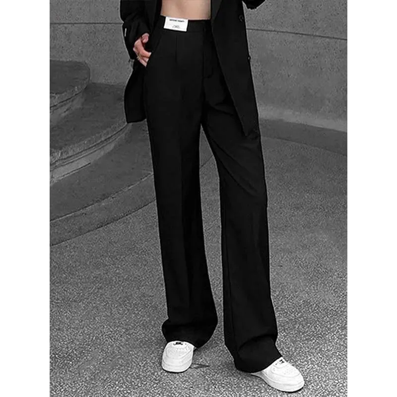 TAVIMART  -  Office Blazer Pants For Woman High Waist Straight Trousers Women Pockets Casual Full Length Pants High Sense Ladies Fashion New