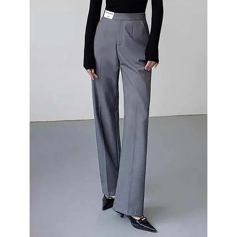 TAVIMART  -  Office Blazer Pants For Woman High Waist Straight Trousers Women Pockets Casual Full Length Pants High Sense Ladies Fashion New