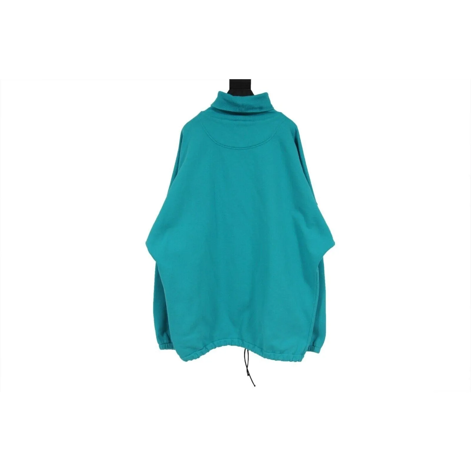 Turtleneck Sweater Jacket Aqua Blue Cotton Oversized Parka