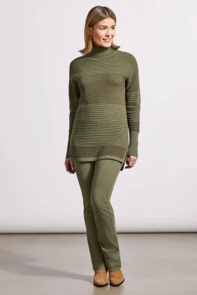 TWO TONED OTTOMAN TURTLENECK SWEATER IN CLOVER LEAF