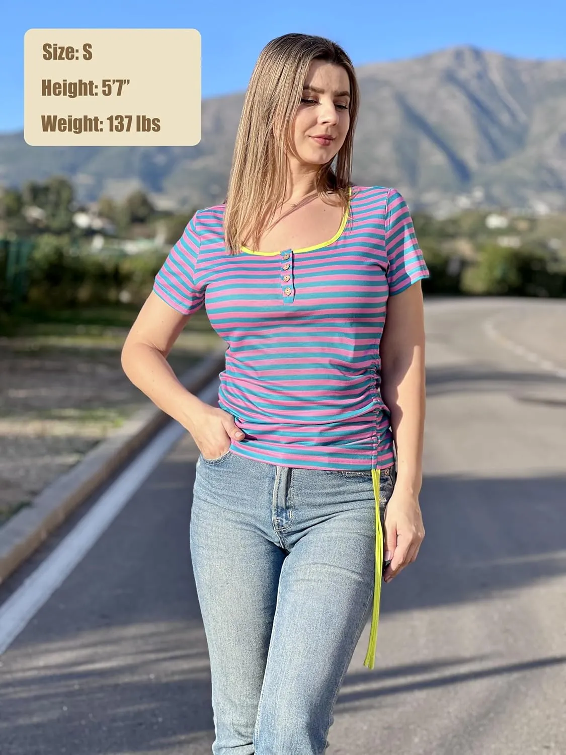 Womens Tops Short Sleeve Summer Henley Shirts