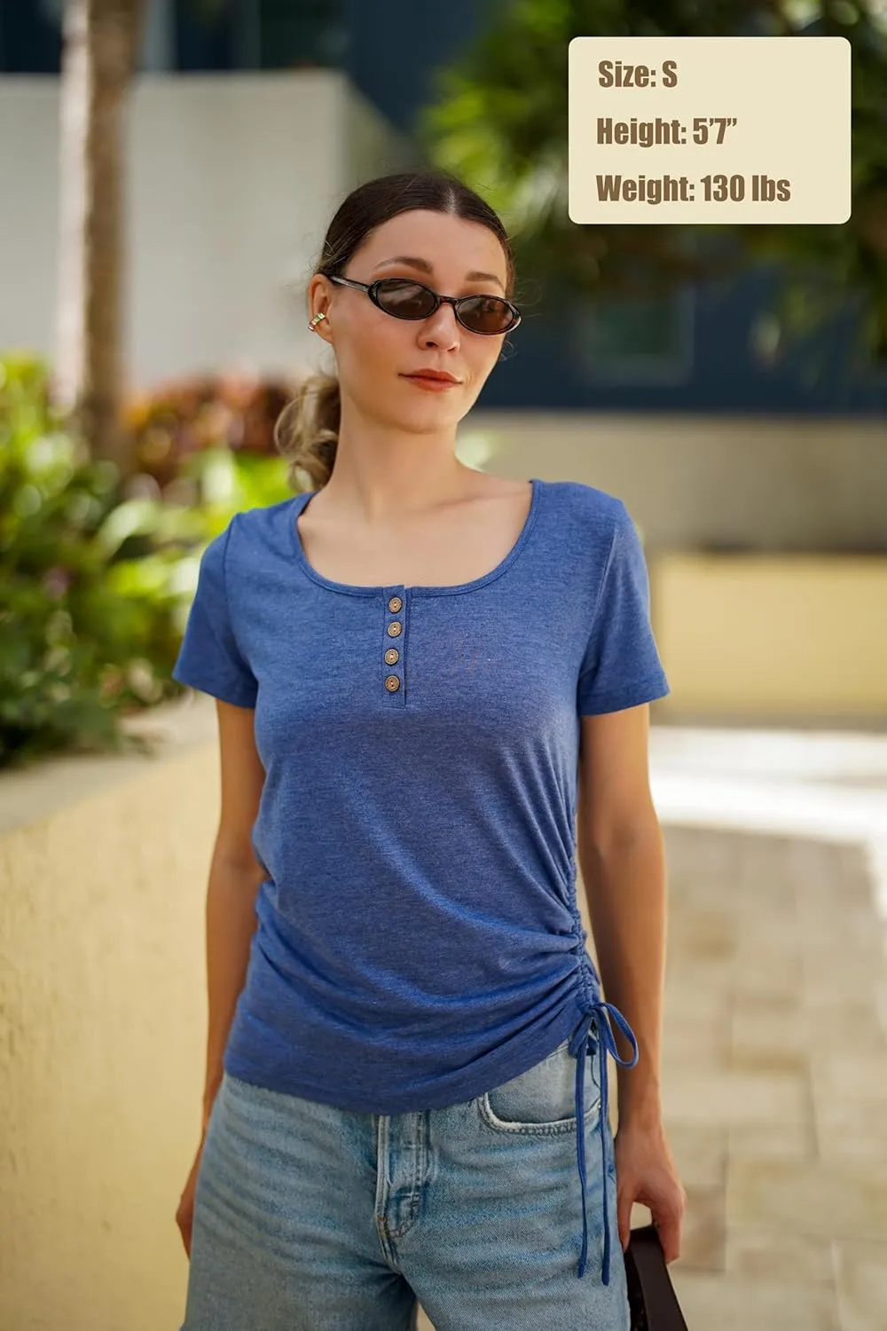 Womens Tops Short Sleeve Summer Henley Shirts