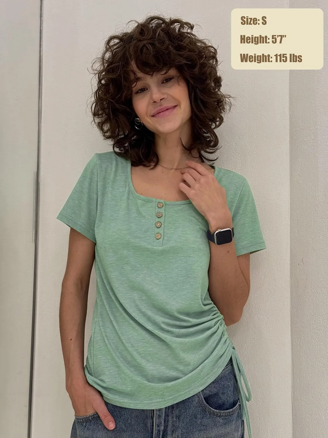 Womens Tops Short Sleeve Summer Henley Shirts