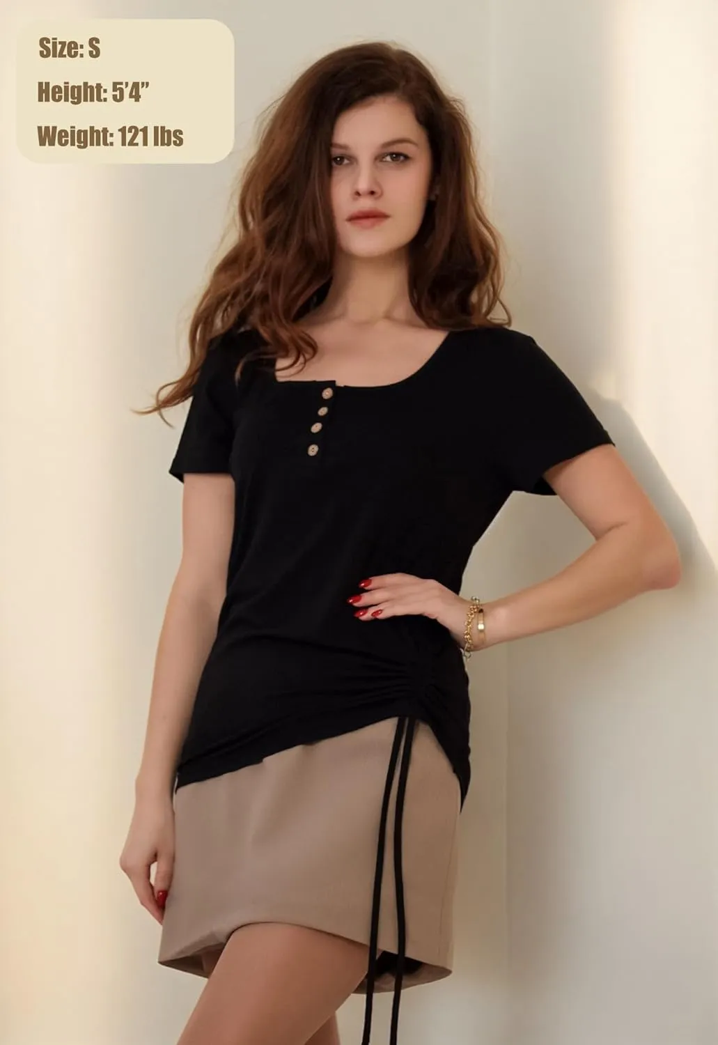 Womens Tops Short Sleeve Summer Henley Shirts