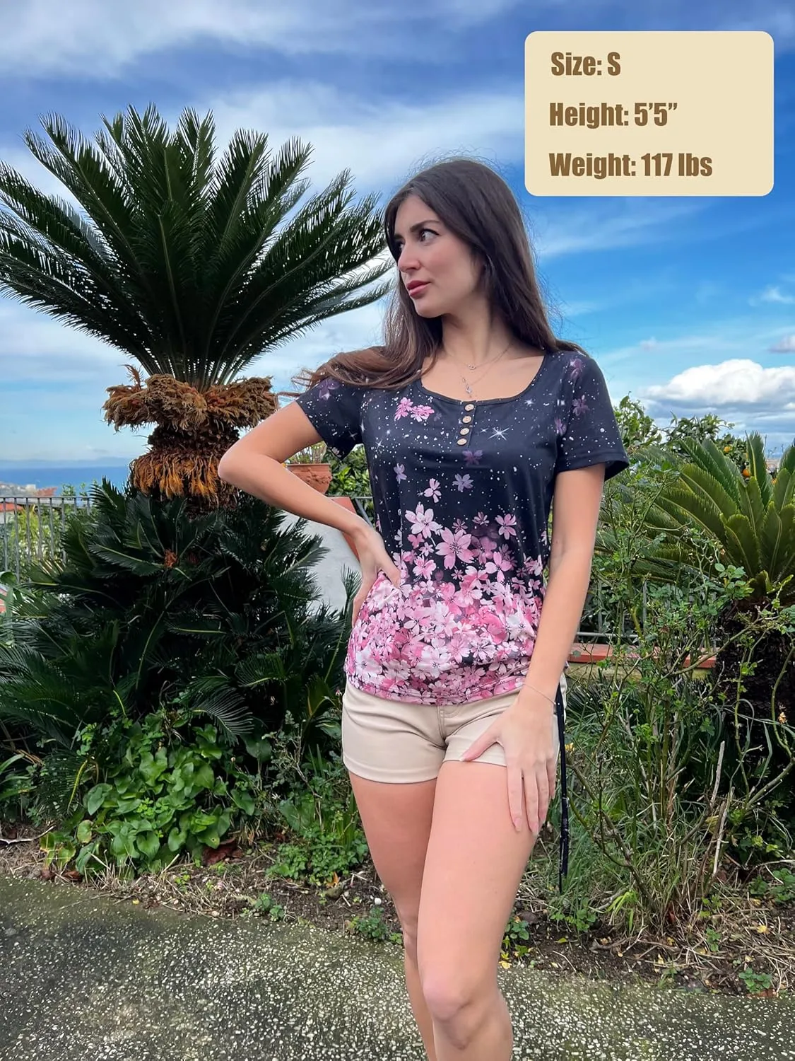 Womens Tops Short Sleeve Summer Henley Shirts