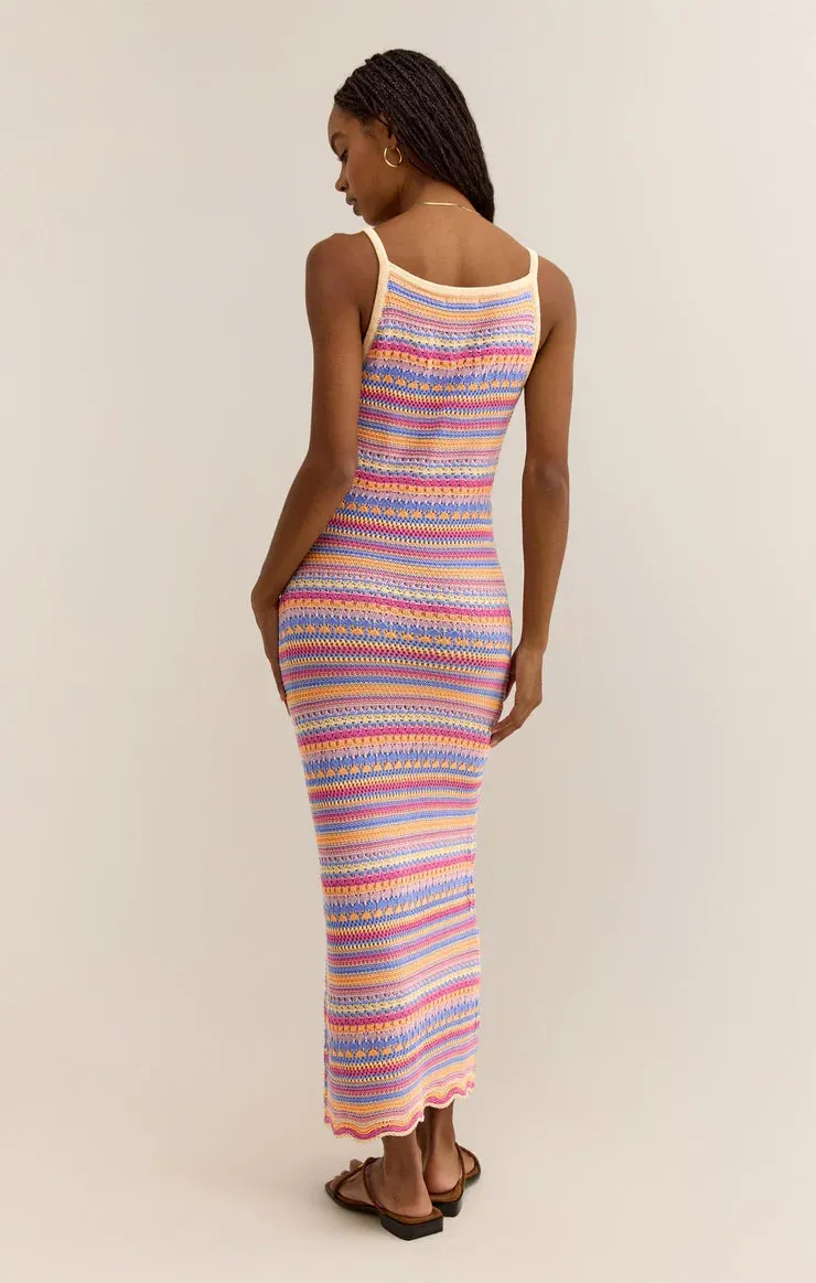 ZSU Santa Cruz Crocheted Stripe Midi Dress